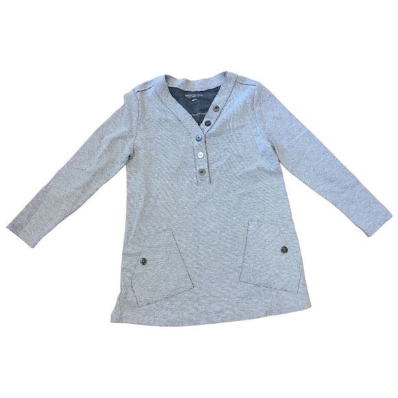 Soft Surroundings Grey Half Button Downtime Henley Tunic Top | M - Picture 2 of 7